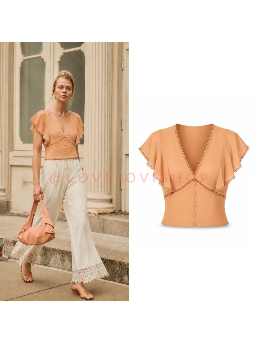 Feminine | Privy 1920s Inspired Embroidered Crop Top | Ruffle Flutter Sleeve | L